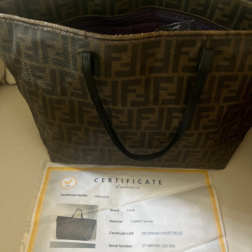 Fendi Black/Brown Coated Canvas Tote
